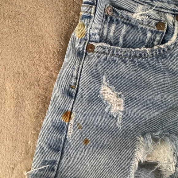 AGOLDE High Rise Distressed Denim Cutoff Shorts Size 24 - Picture 9 of 11